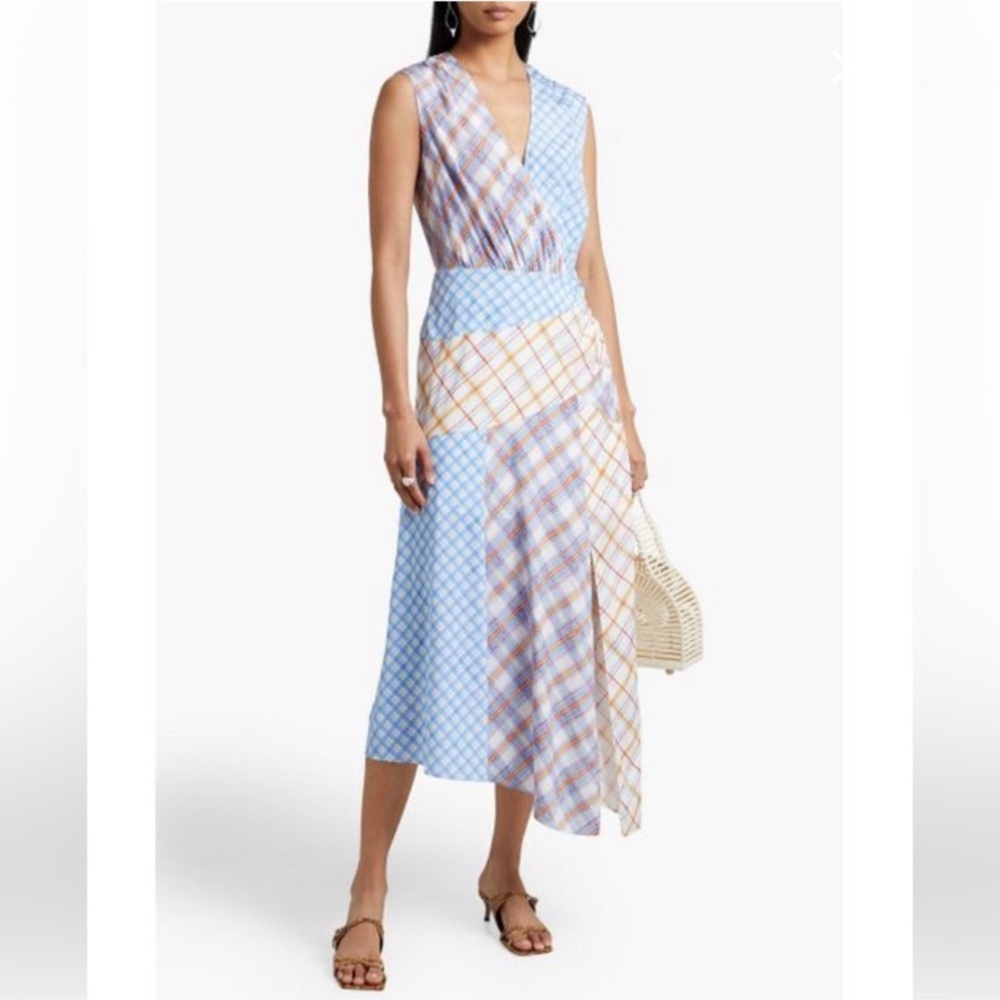 Veronica Beard Wixson Ruched Patchwork Midi Dress… - image 2